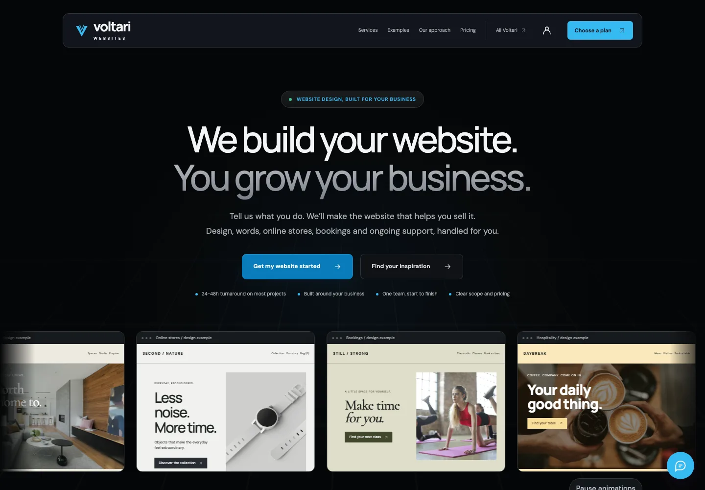 Voltari Websites homepage preview