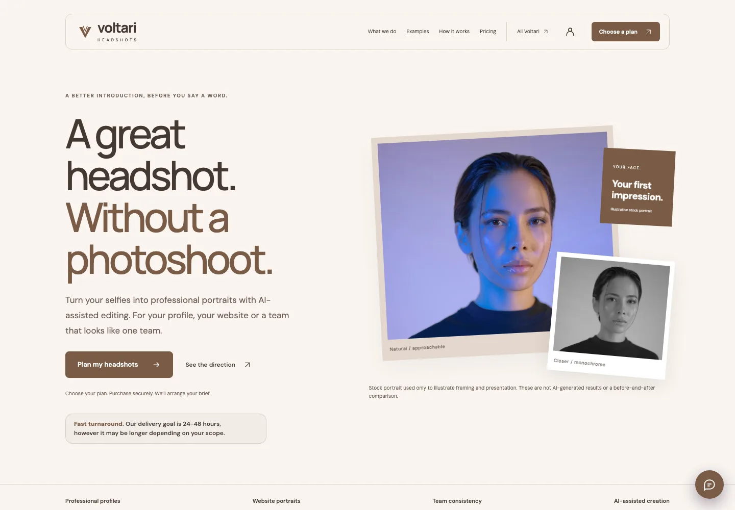 Voltari Headshots actual website homepage snapshot