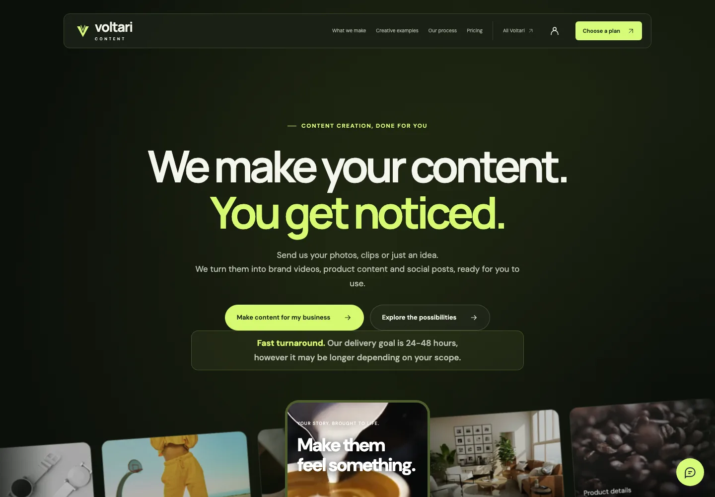 Voltari Content actual website homepage snapshot