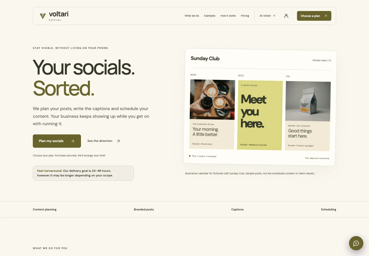 Voltari Social actual website homepage snapshot